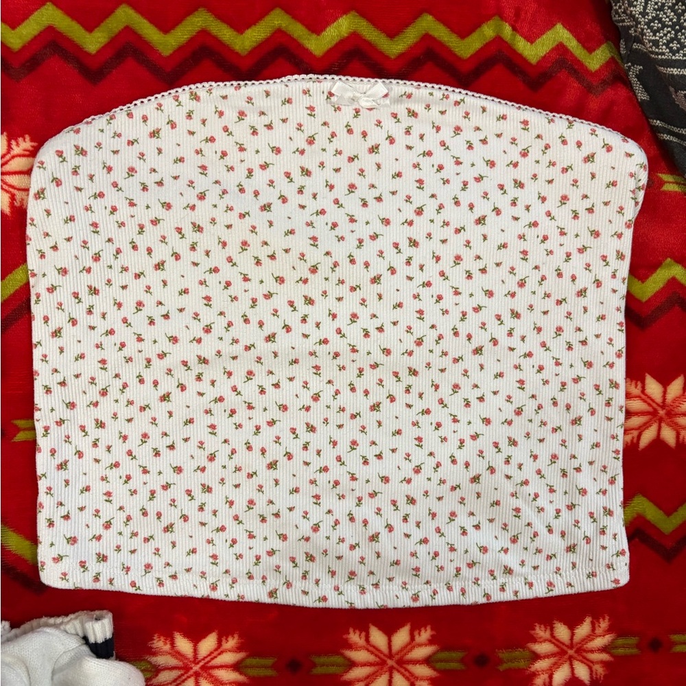 Oh Polly White Floral Tube Top